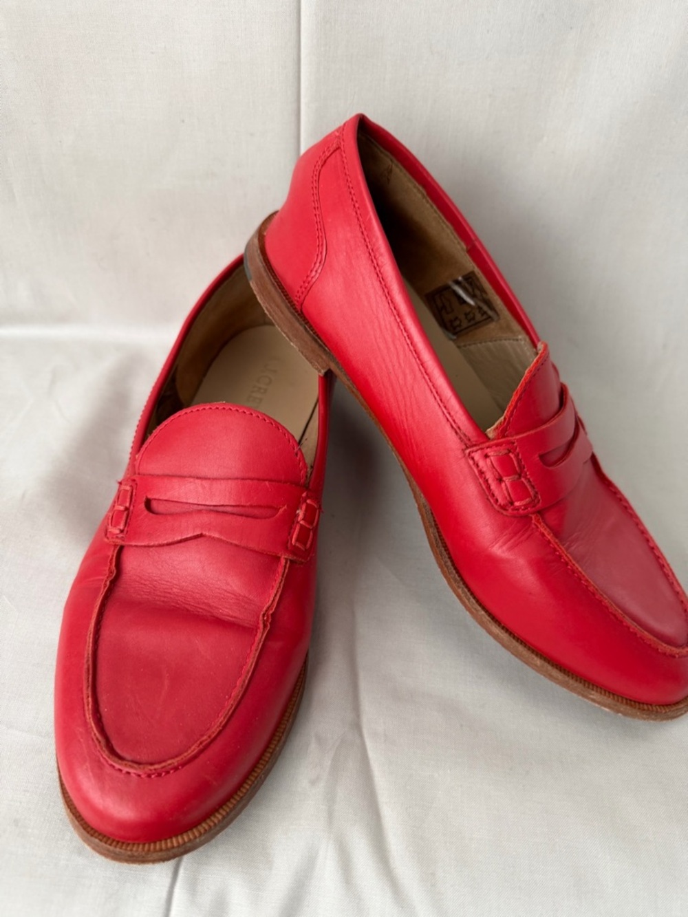 J. Crew Red Leather Penny Loafers (D0240)